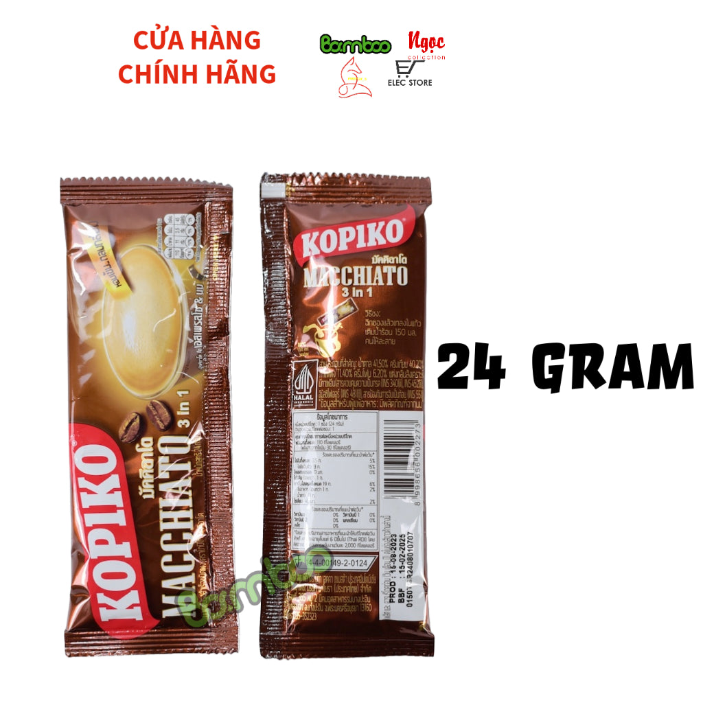 Cà Phê Sữa Và Cà Phê Đen Kopiko Thái Lan (01 Bịch 20 Gói x 24Gr)