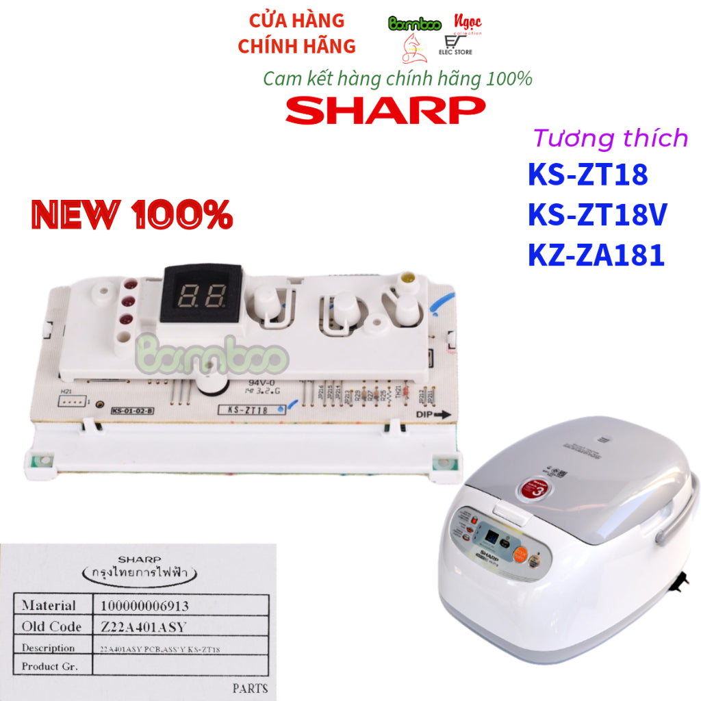 BO MẠCH NỒI CƠM ĐIỆN SHARP KS-ZT18 (V) KS-ZA181 HÀNG CHÍNH HÃNG