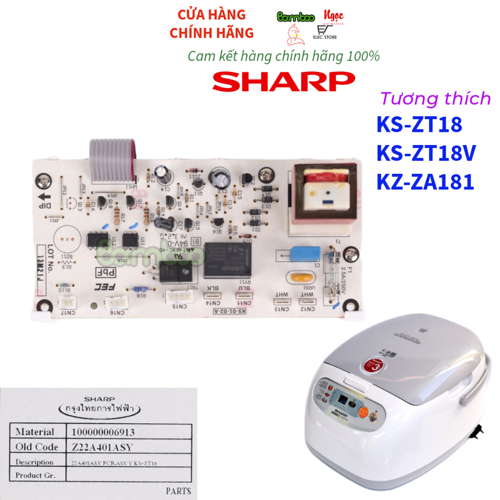 BO MẠCH NỒI CƠM ĐIỆN SHARP KS-ZT18 (V) KS-ZA181 HÀNG CHÍNH HÃNG