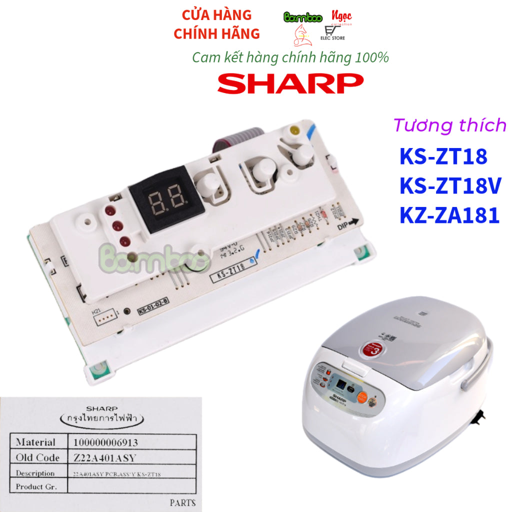 BO MẠCH NỒI CƠM ĐIỆN SHARP KS-ZT18 (V) KS-ZA181 HÀNG CHÍNH HÃNG